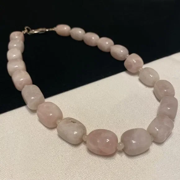 Vintage Chunky Rose Quartz Necklace - Picture 15 of 16